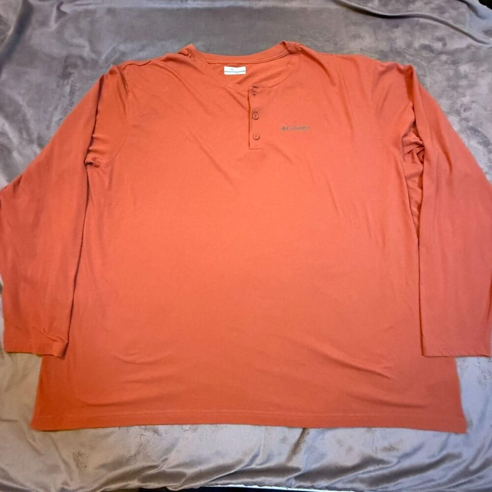 Columbia orange long sleeve henley shirt Size 5XL - 0289